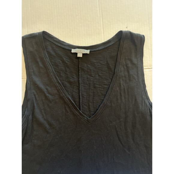 Lilla P Sz Medium Black Tank Dress Cotton Asymmetrical Maxi Side Slit Laganlook - Picture 7 of 12